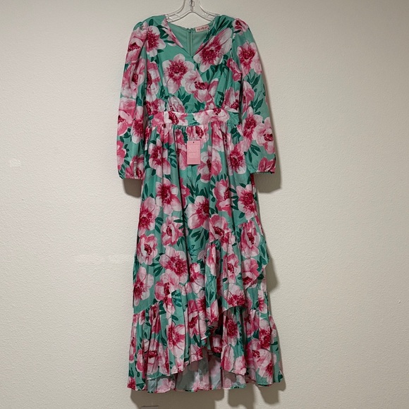 Ivy City Co Floral Long Sleeve Dress - Pink and Green - Picture 2 of 6
